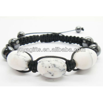 Pulseira quente do shamballa das vendas Pulseira tecida do shamballa com howlite natural 2PC